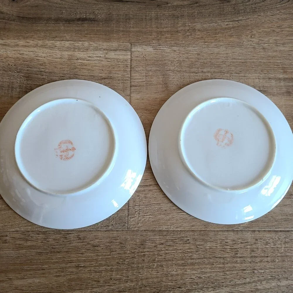Set of 2 1940s Dragonware Kutani porcelain saucers with dragons design. - Picture 4 of 6